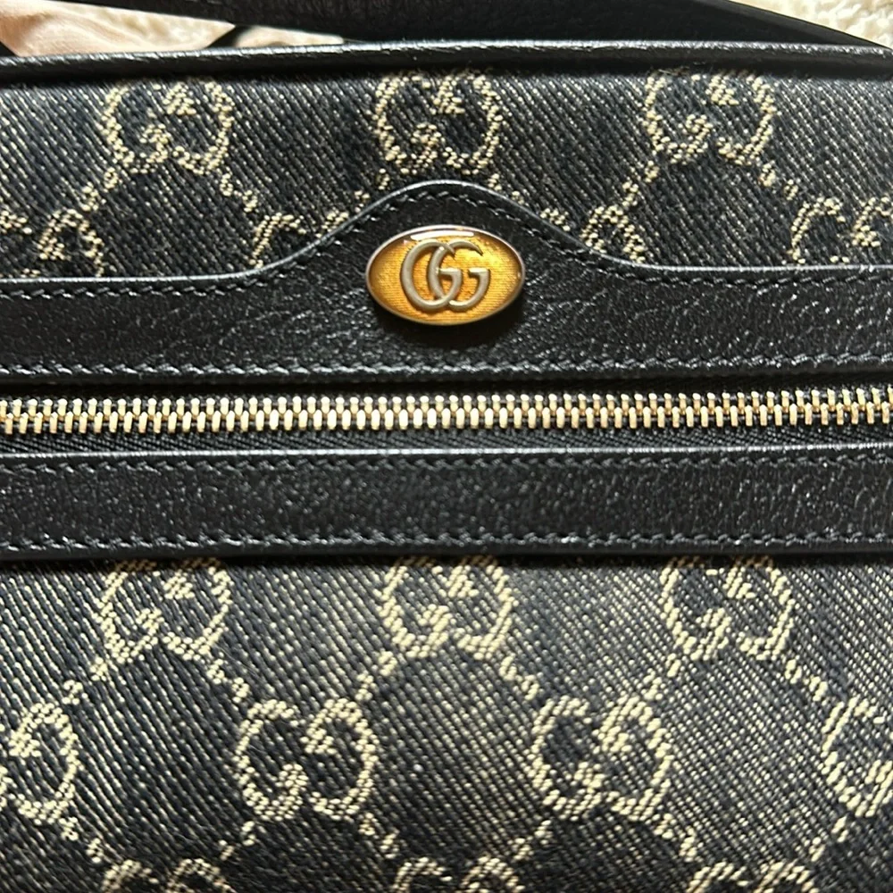 SOLD Gucci Jacquard Black Denim GG Monogram Textured Calfskin Mini Ophidia Bag - Picture 6 of 8